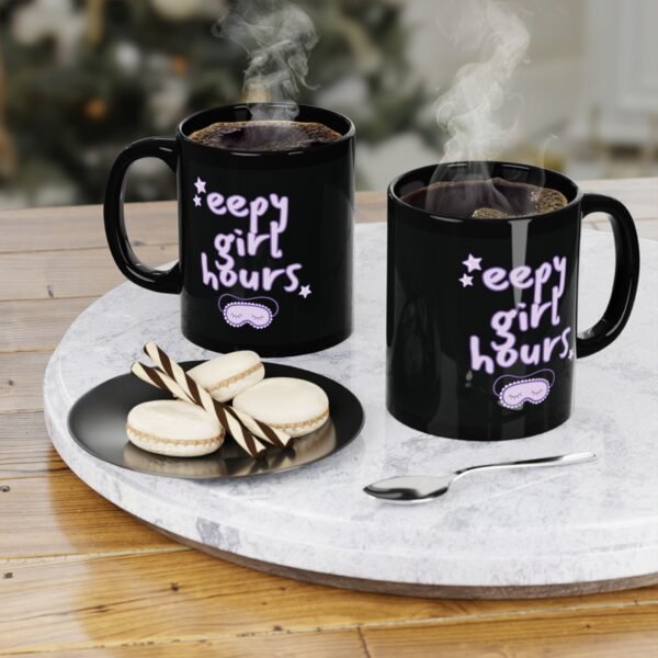 Eepy Girl Hours Black Ceramic Mug - Image 2